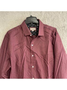 Ted Baker Men's XL Burgundy Pattern Long Sleeve Button-Up Dress Shirt M1027